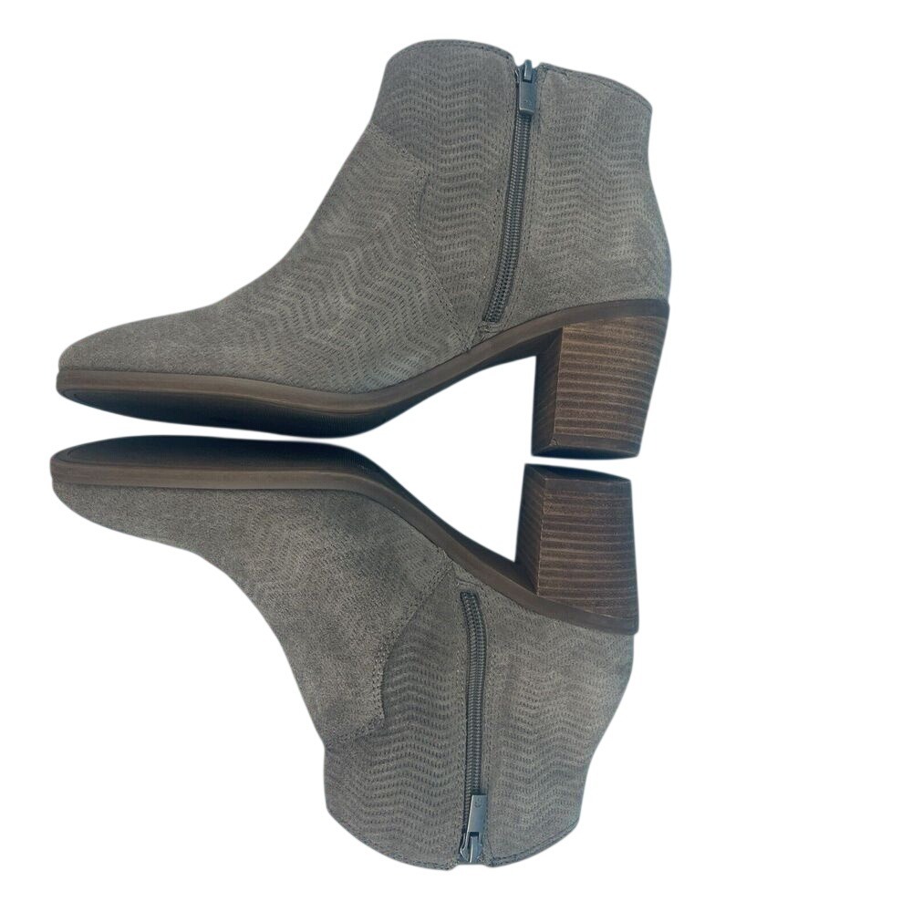 Lucky Brand Paise Boots Womens 10M Leather Upper Cottagecore Taupe Boho Textured